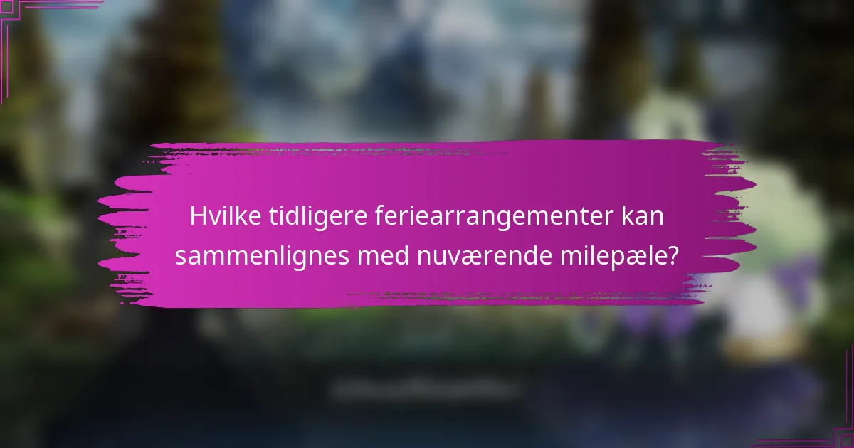 Hvilke tidligere feriearrangementer kan sammenlignes med nuværende milepæle?