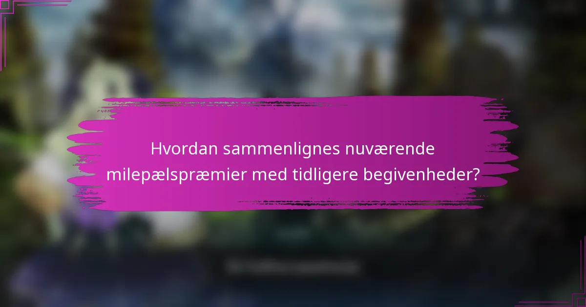 Hvordan sammenlignes nuværende milepælspræmier med tidligere begivenheder?